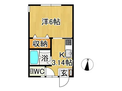 かすみ草(1K/2階)の間取り写真