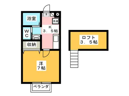 小田急小田原線 東海大学前駅 徒歩11分 2階建 築19年(1K/2階)の間取り写真