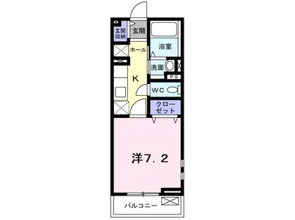 ユウ・アムール(1K/2階)の間取り写真