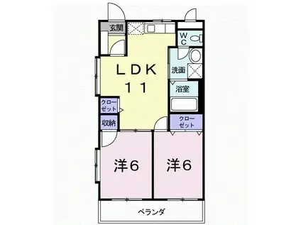 コーポ和志美(2LDK/4階)の間取り写真