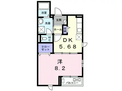 COCO衣川(1DK/2階)の間取り写真