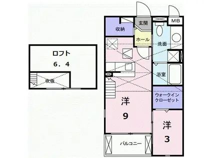 フィオーレ永原III(ワンルーム/2階)の間取り写真