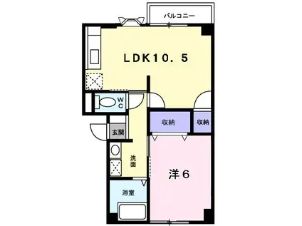 ファミール砂岡(1LDK/2階)の間取り写真