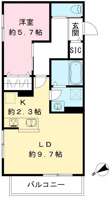 ルリエ目黒中央町(1LDK/2階)の間取り写真