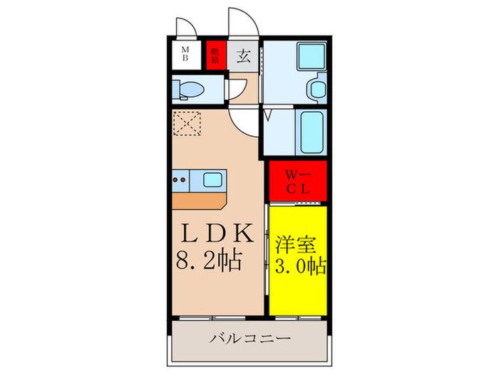 セレニテ江坂アリア(1LDK/9階)の間取り写真