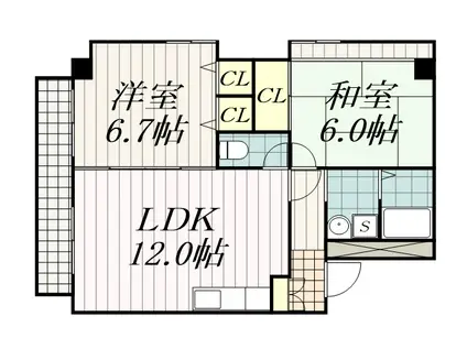 久和ビルⅡ(2LDK/2階)の間取り写真