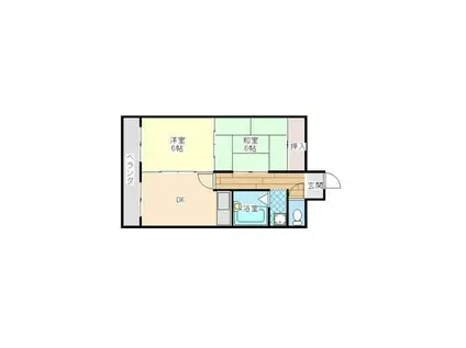 奈良県橿原市葛本町 貸マンション(2DK/5階)の間取り写真