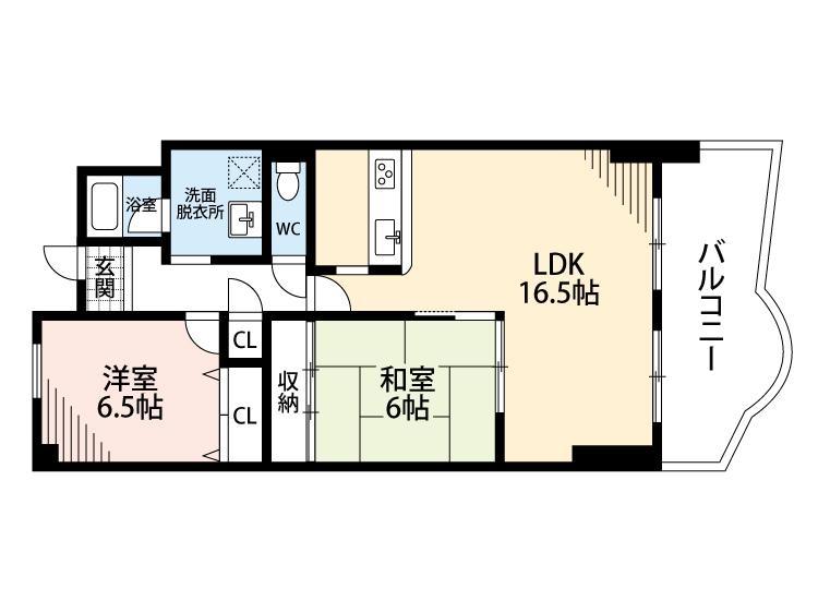 サンヒルズ上山手(2LDK/3階)の間取り写真