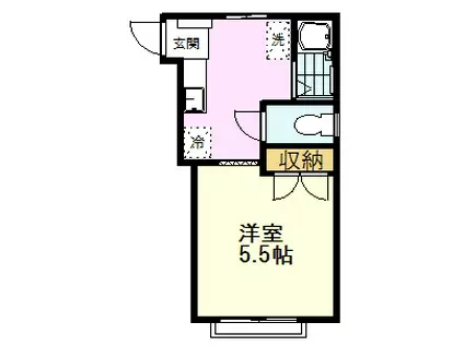 ウェル国立(1K/1階)の間取り写真