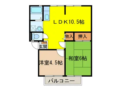 センターリバー21(2LDK/2階)の間取り写真