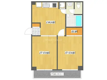 コーポプラスパーII(2DK/2階)の間取り写真