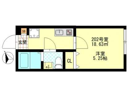 シーエフジオーレ川崎(1K/2階)の間取り写真