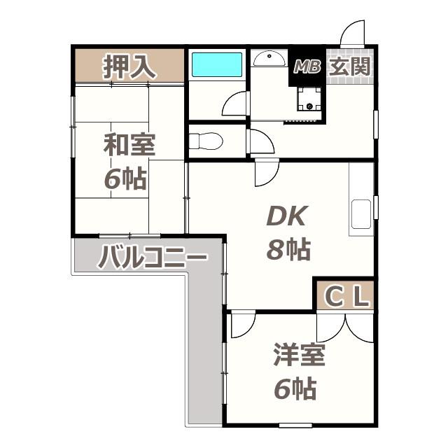 メゾンパークレット(2DK/2階)の間取り写真