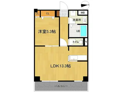 プラスONEマンション(1LDK/2階)の間取り写真