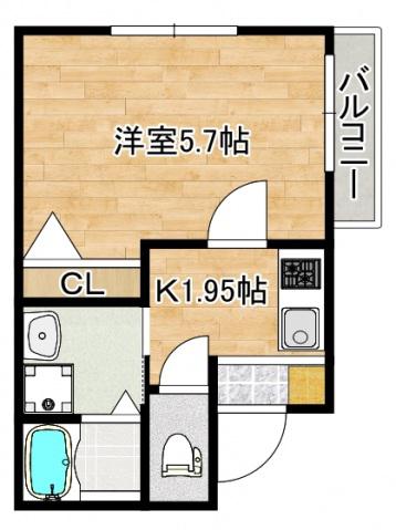FORTUJINA O(1K/3階)の間取り写真