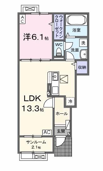 ジュピターII(1LDK/1階)の間取り写真