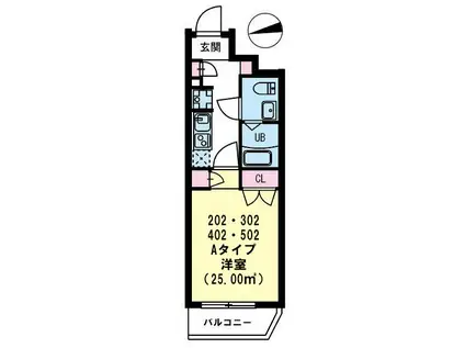 スマートVILLA旗の台III(1K/5階)の間取り写真