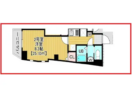 Mヒルズ(1K/3階)の間取り写真