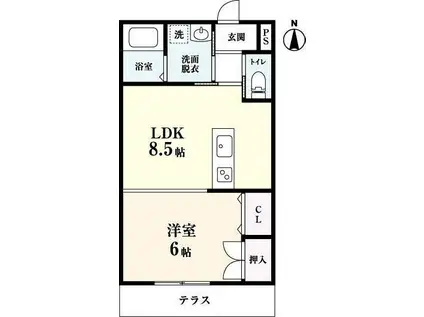 リゾート三日月 A棟(1LDK/1階)の間取り写真