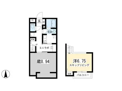 アトレ太秦(1K/1階)の間取り写真