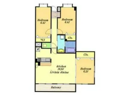 アソシエーション(3LDK/3階)の間取り写真