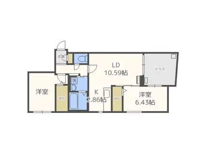 HGS山の手(2LDK/1階)の間取り写真