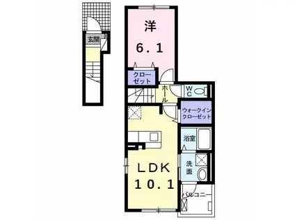 ヒルズシップ II(1LDK/2階)の間取り写真