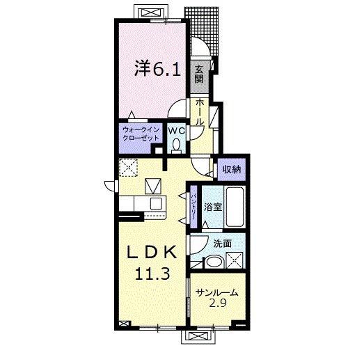 スプリング ファインI(1LDK/1階)の間取り写真
