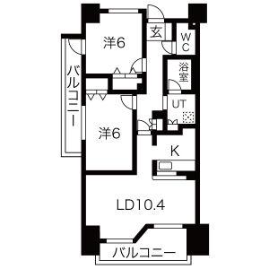 ヴィラエーデル大須(2LDK/4階)の間取り写真
