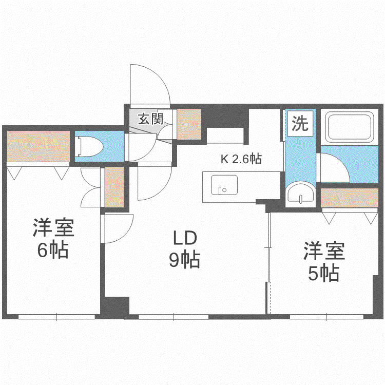 デイズ発寒南(2LDK/1階)の間取り写真