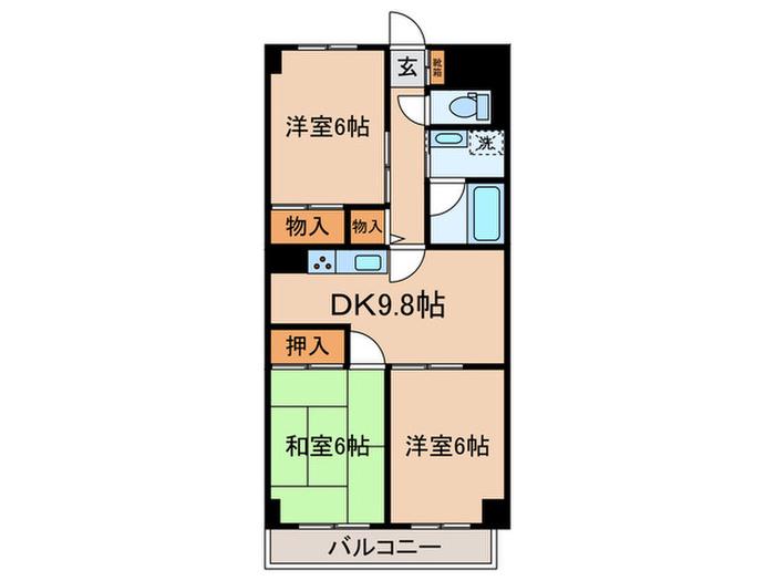 KDX武蔵中原レジデンス(3DK/4階)の間取り写真