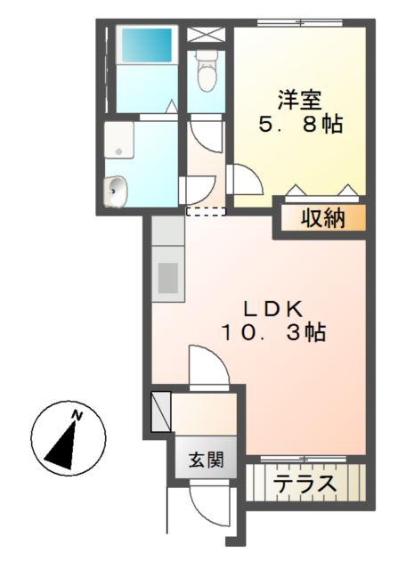 アステール(1LDK/1階)の間取り写真