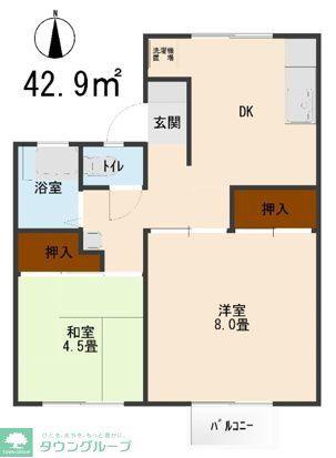ハイツ圭(1LDK/2階)の間取り写真