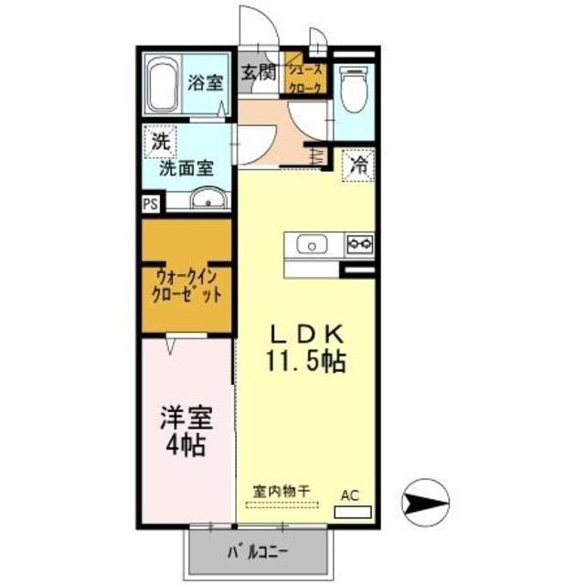セジュールショコラ(1LDK/2階)の間取り写真
