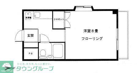 クレール佃野(1K/2階)の間取り写真
