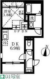 ジェイアールエイチ(1DK/1階)の間取り写真