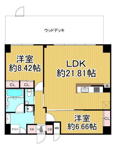 プレジオ西宮北口(2LDK/1階)の間取り写真