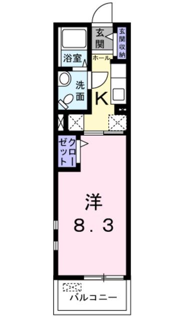 フライハイト(1K/1階)の間取り写真