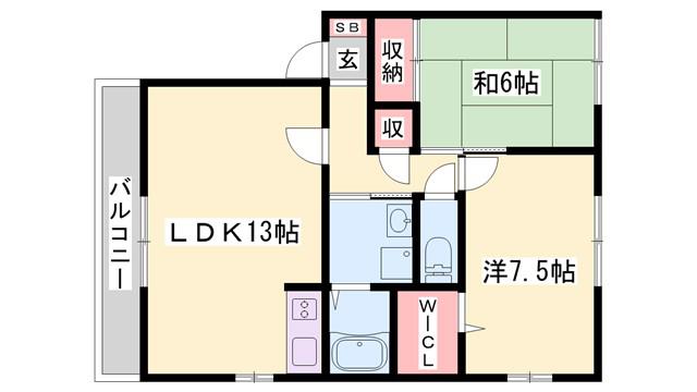 アベニュー御立(2LDK/2階)の間取り写真