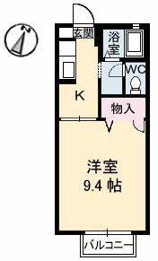 ビレッジ城北C(1K/2階)の間取り写真