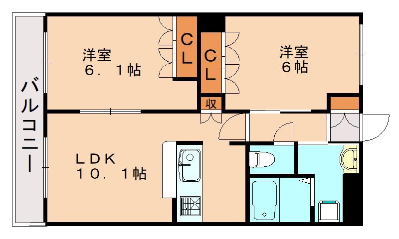 CENTURY椿B(2LDK/2階)の間取り写真