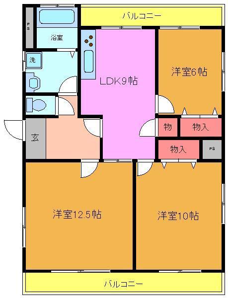 AKコーポ(3LDK/2階)の間取り写真