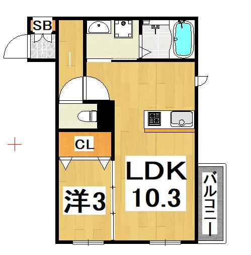 アンバーキューブ(1LDK/1階)の間取り写真