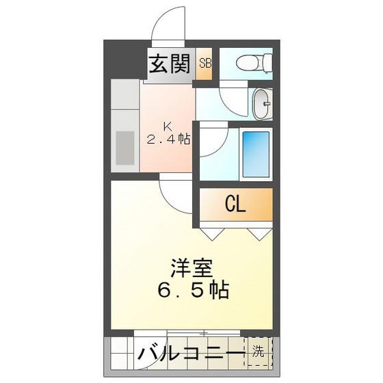 サンハイム山分B棟(1K/1階)の間取り写真