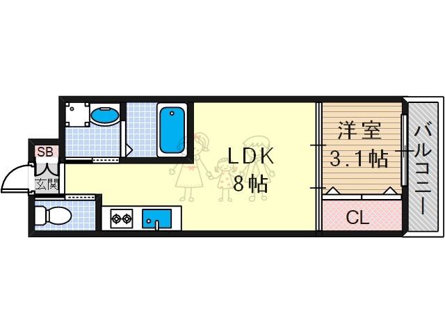 LIVIAZ三明町(1LDK/1階)の間取り写真