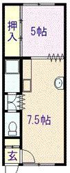 ピースフル6・2(1DK/1階)の間取り写真