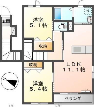 美らハウス(2LDK/2階)の間取り写真