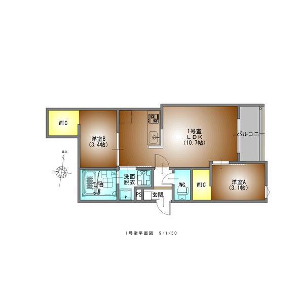 REGALEST妙音通II(2LDK/3階)の間取り写真