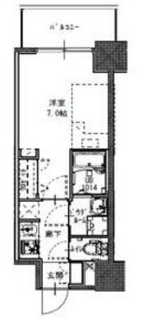S-RESIDENCE福島玉川UNO(1K/11階)の間取り写真
