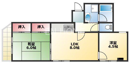 ライフイン上汐(2LDK/2階)の間取り写真